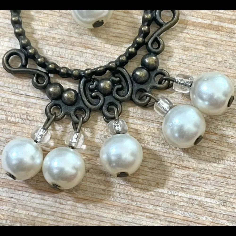 Pearl beaded dangling earrings